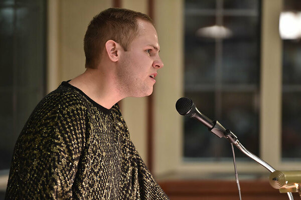 Paul Cunningham at a reading at Hammes Notre Dame Bookstore