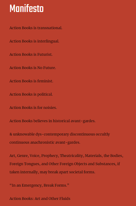 Action Books Maifesto