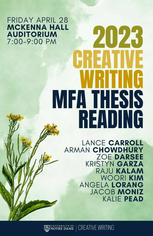 university of notre dame creative writing mfa